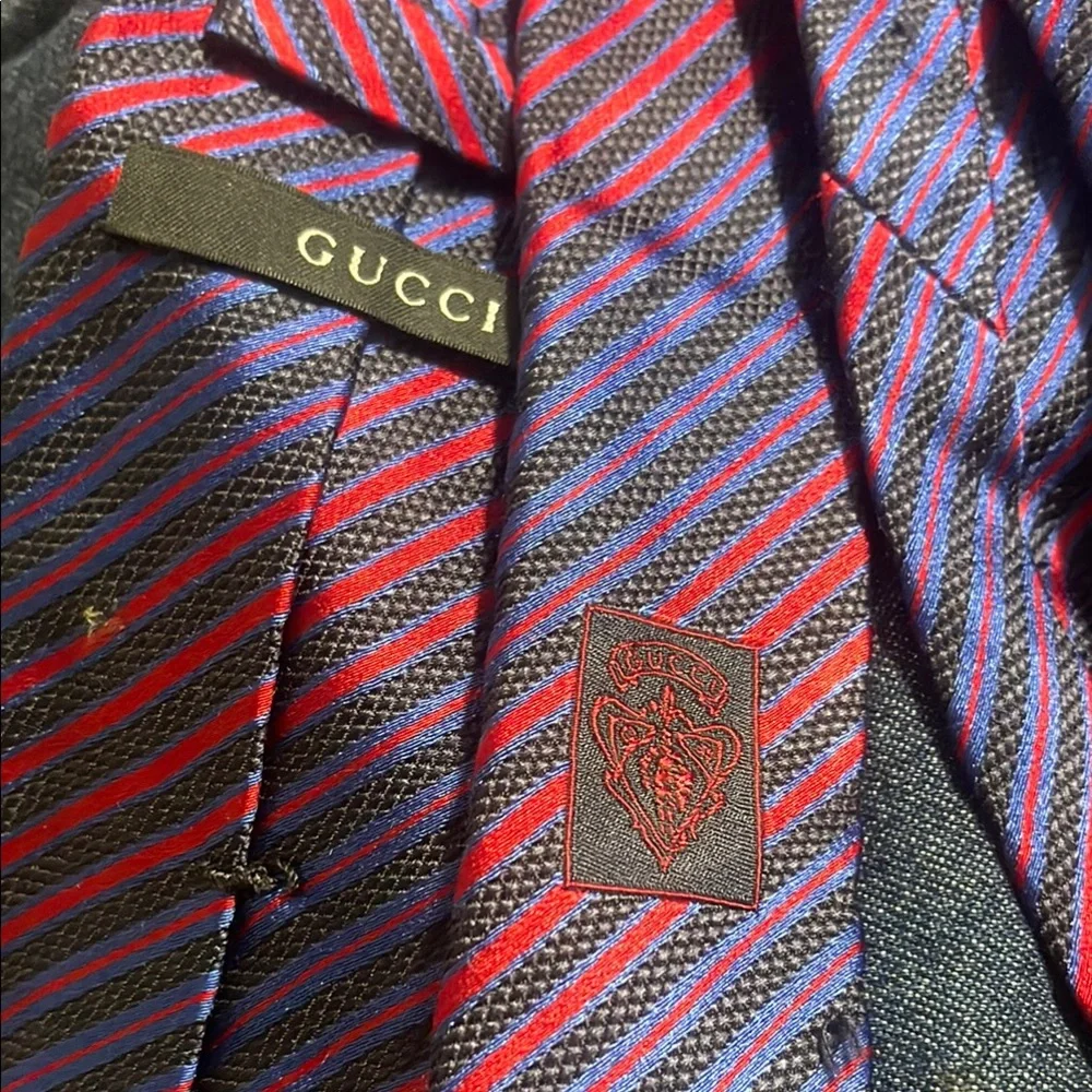 Gucci Red and Blue Striped Tie